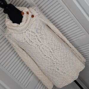 MOTH Cream Sweater Cowl Neck with Buttons